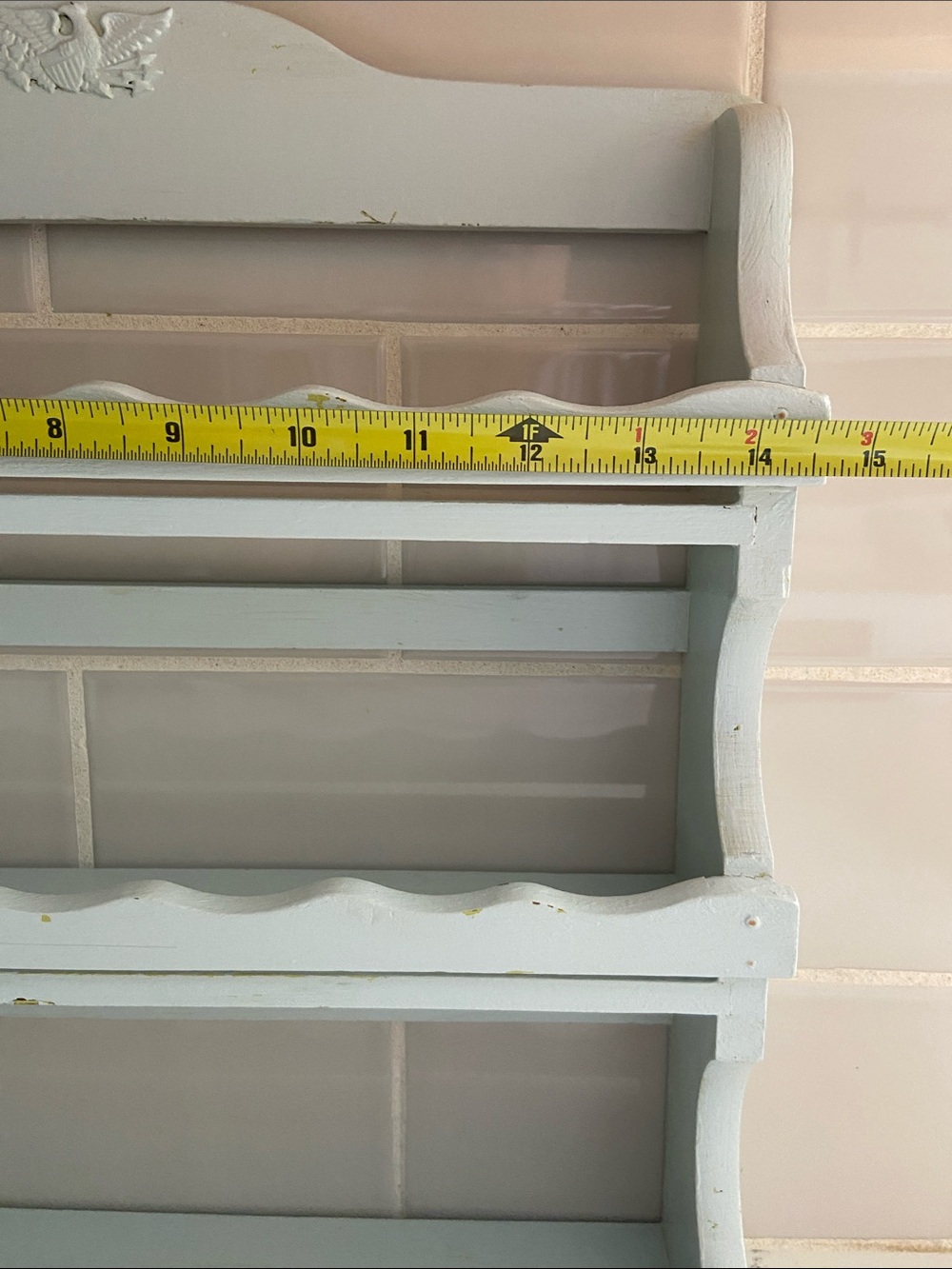 Vintage 1940s Wooden Wall Spice Rack 3 Tier Farmhouse Cottage Kitchen Shelf - Picture 2 of 13